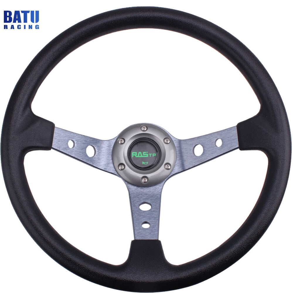 14INCH 350mm Drifting Deep Dish 6 Bolts Aluminum Steering Wheel+Horn Button