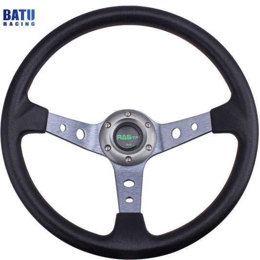 14INCH 350mm Drifting Deep Dish 6 Bolts Aluminum Steering Wheel+Horn Button