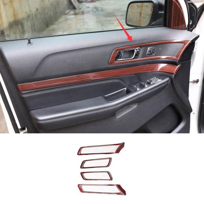 Inner Door Handle Frame Trim 4PCS Fit for Ford Explorer 2011-2019 ABS Wood Grain