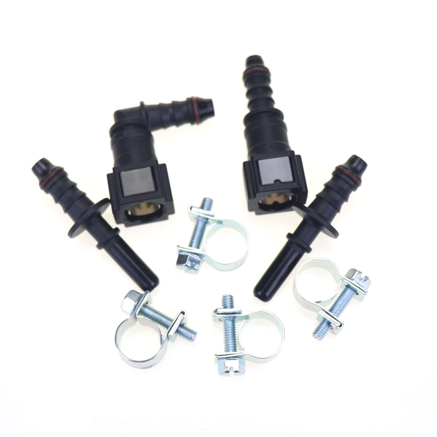 2 sets of 6.30mm SAE 1/4 to 1/4 inch automotive nylon fuel line hose quick-release connectors