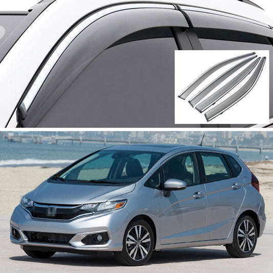 4X Side Window Deflector Visors Sun Rain Guards Vent Shade for Honda Fit 15-2020