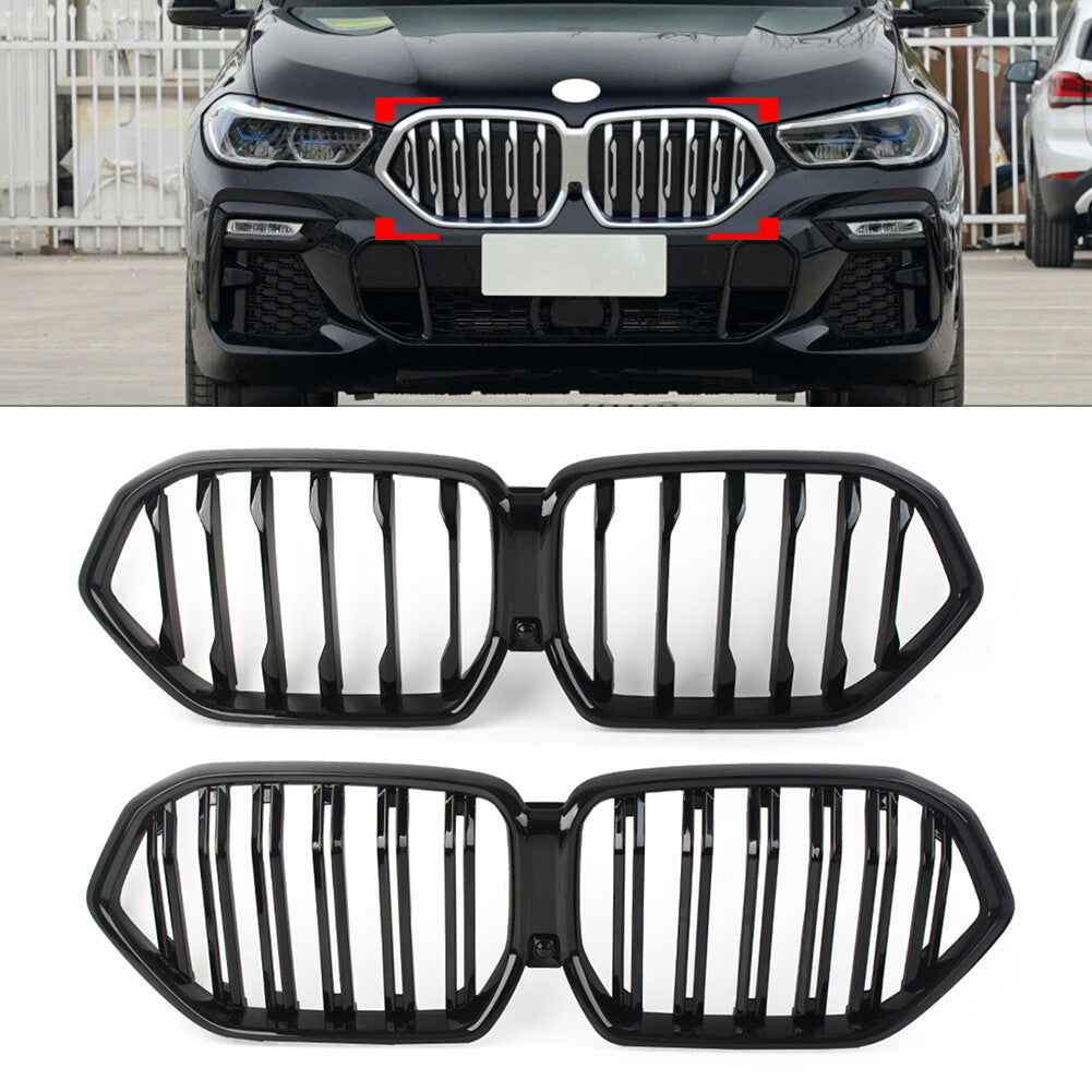 Glossy Black Car Front Kidney Grill Grille for BMW X6 G06 2020-2023