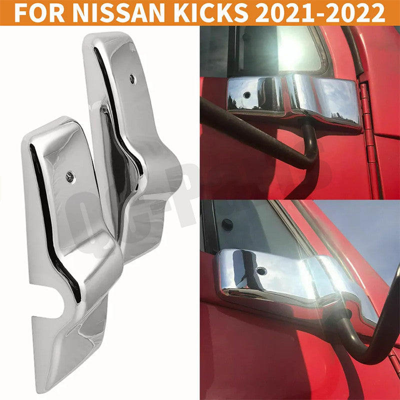 Left + Right Chrome-plated Door Mirror Protective Cover Bracket for Freightliner Columbia Century