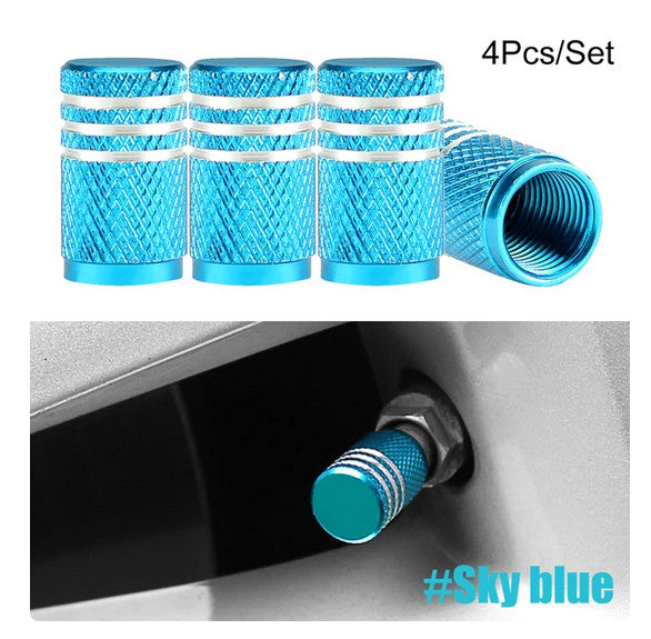 4-piece car tire valve cover rod air dust cover, sky blue, suitable for Subaru and for Saab .