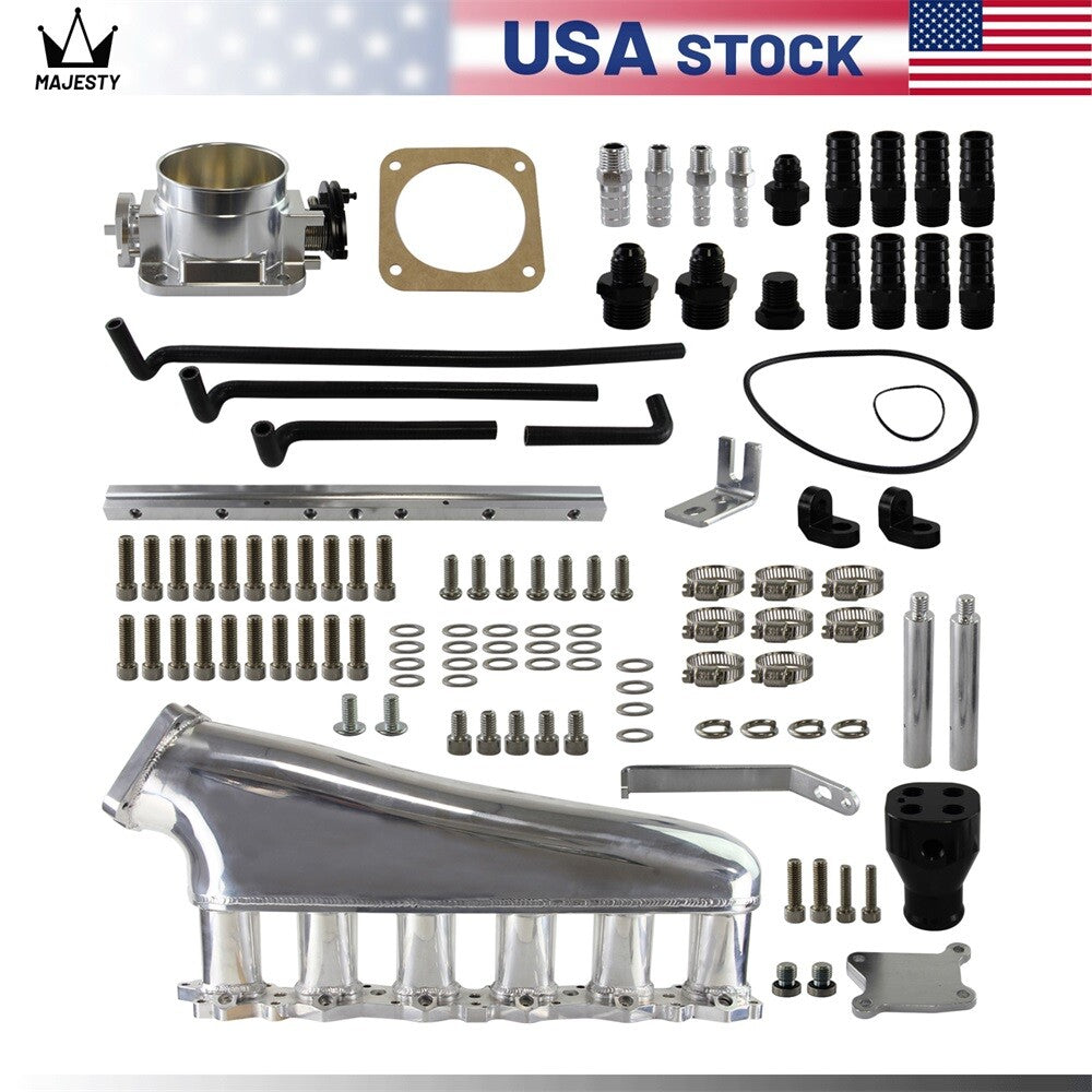 Intake Manifold Fuel Rail Throttle Body 90mm For Skyline GTR 2.6 RB26DET R32 R33
