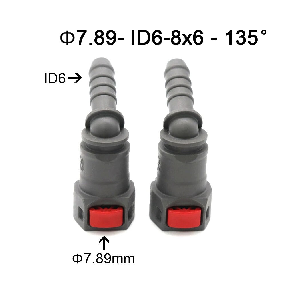 2-pack/Bulk Fuel Line Hose Quick Release Female Connector 7.89mm ID6 8x6 135¡ã