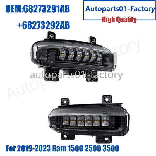 1Pair Front Left+Right Bumper Fog Lights For 2019-2023 for Ram 1500 2500 3500