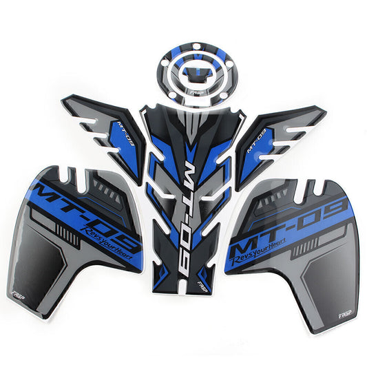 Blue 3D Gas Fuel Tank Side Pad Decal Stickers for Yamaha MT 09 SP Tracer 2018-20