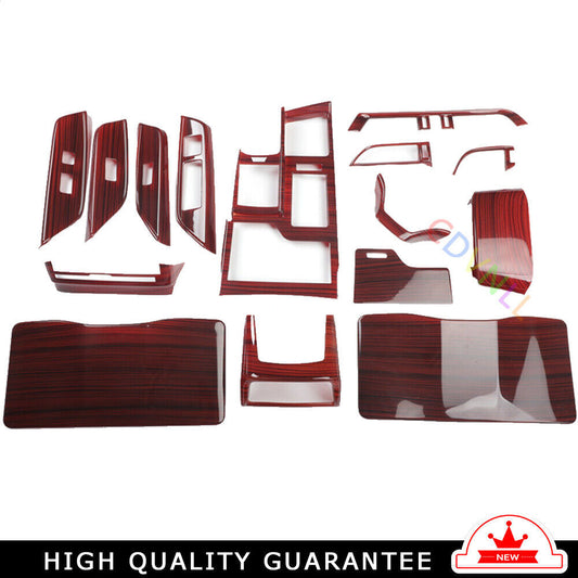Car Interior Decoration Full Set Trim 15PCS Fit for Lexus for ES 2015-2017 Red Wood