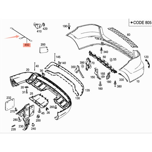Rear bumper wiring harness is compatible with MB M W166 13-14