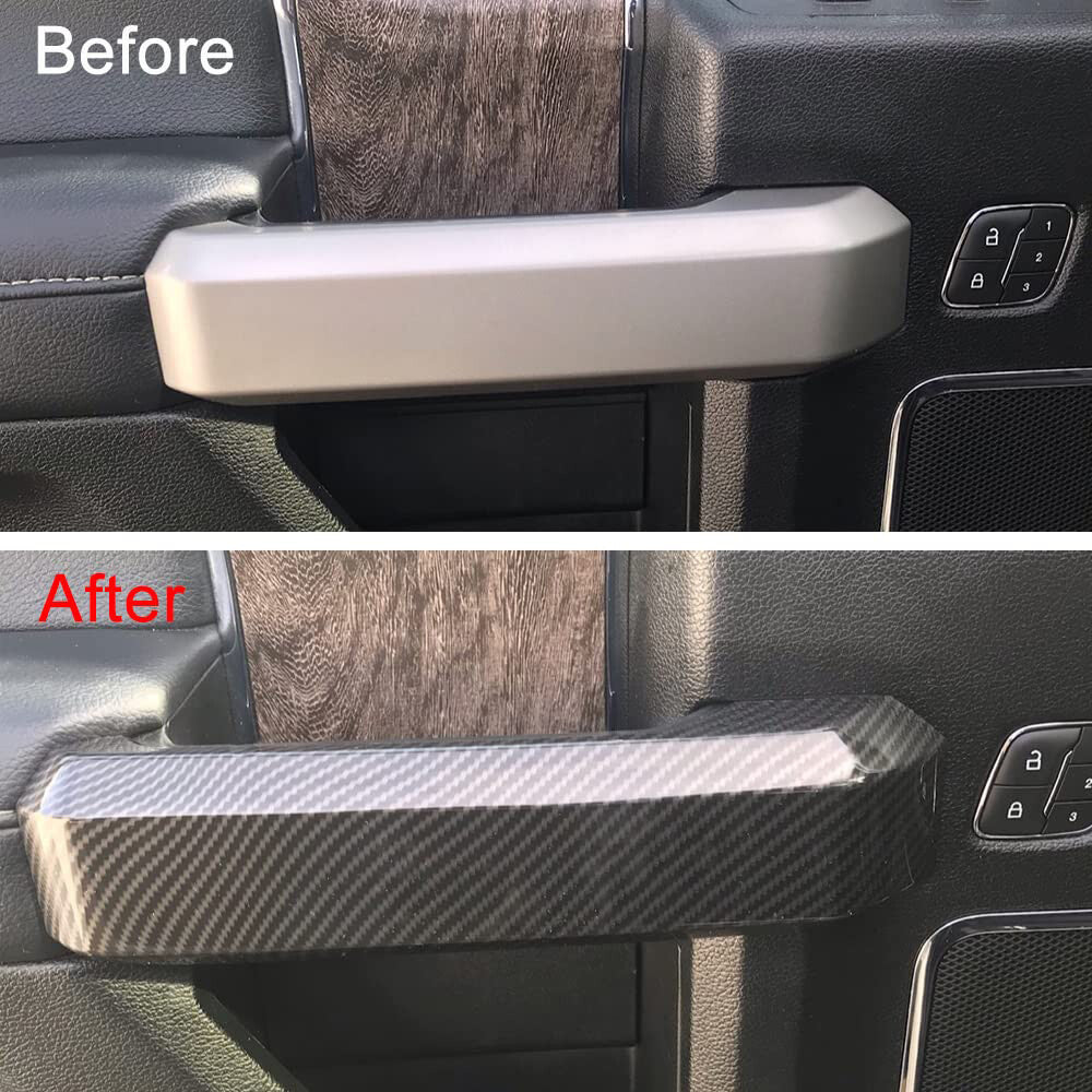 4Pcs Carbon Fiber Interior Inner Door Handle Cover Trim for Ford F150 2015-2020