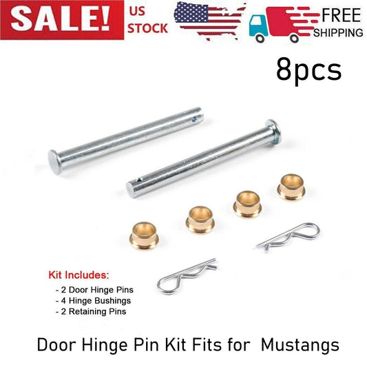 new door hinge pin kit with fixed hinge bushings suitable for 1979-1993 Mustangs.