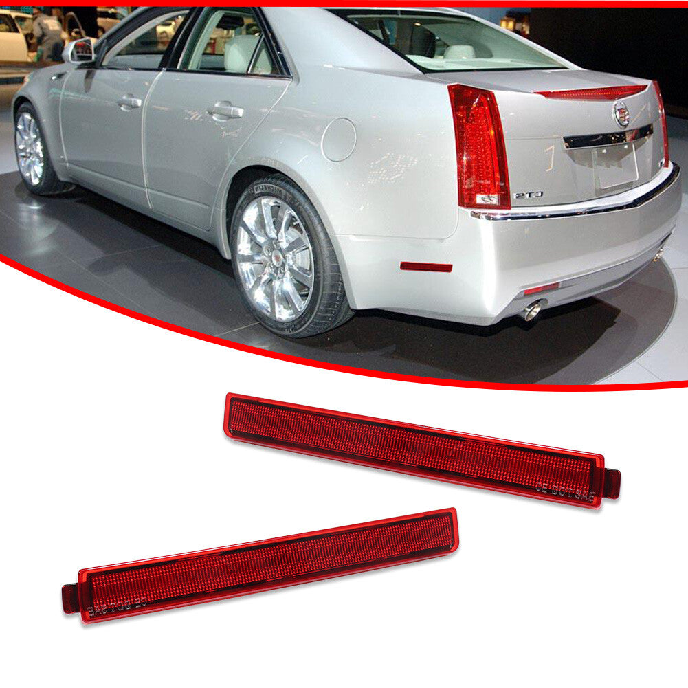 Two red lens rear-side marker reflectors for Cadillac CTS/CTS V 2008-2013.
