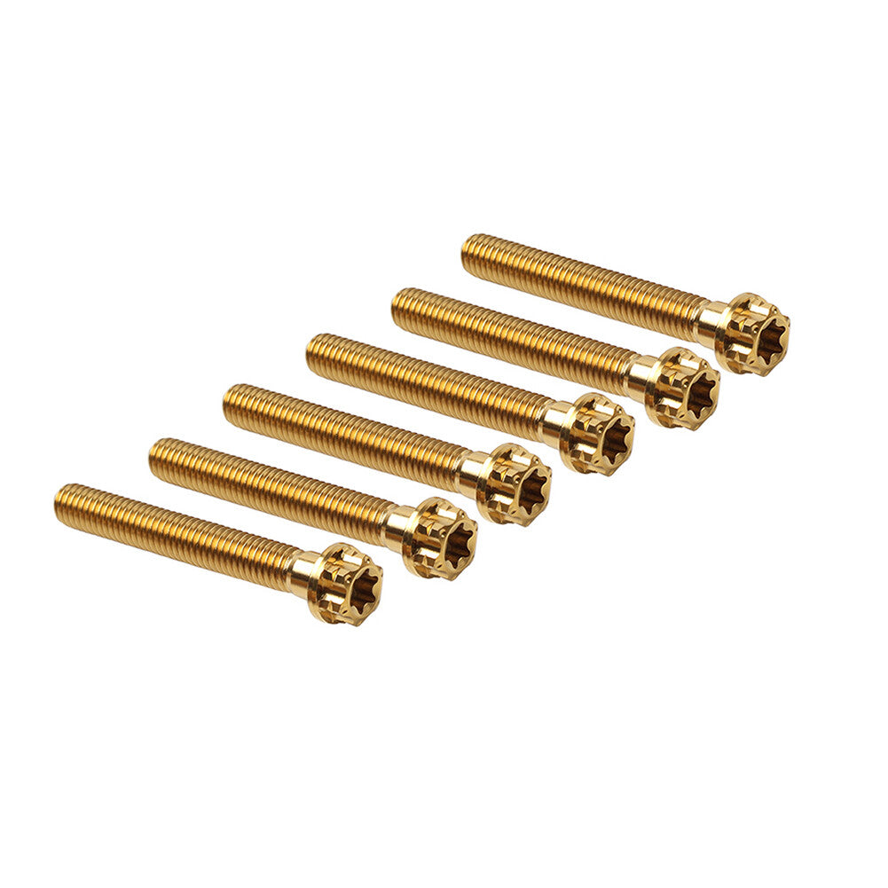 6pcs Bolts Torx Head Flange Screws M10x60mm Gold For Motorcycle Bike