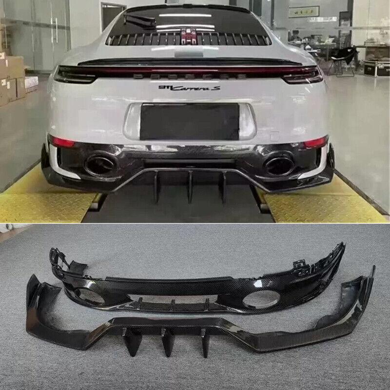 Carbon fiber rear bumper + lip diffuser for Porsche 911 992 Carrera 4 S 4S 19