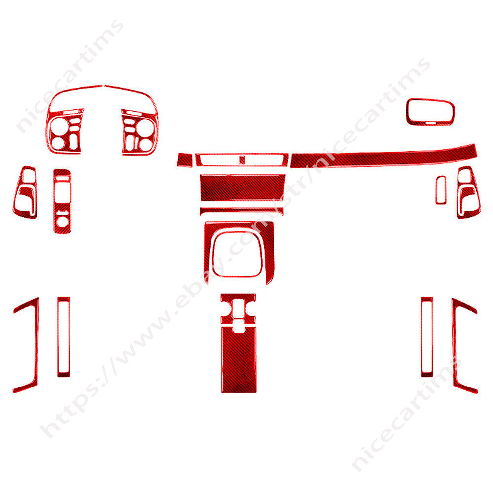 24Pcs Red Carbon Fiber Interior Full Set Trim Cover Kit for Honda S2000 2004-09