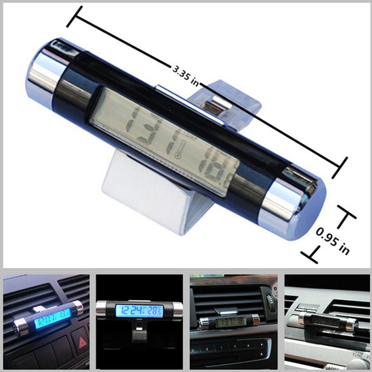 Car Air Conditioning Vent Clip Clock Thermometer Celsius Digital LED Backlight