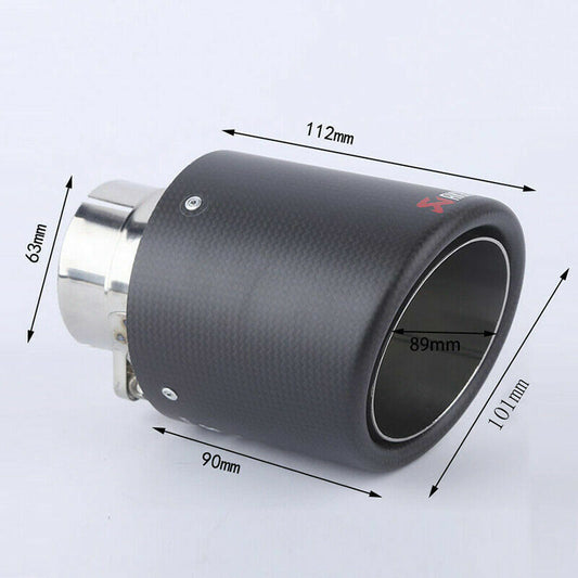63mm/89mm Matte Carbon Fiber+Steel Car Dual Exhaust Pipe Tail Muffler Tip Trim