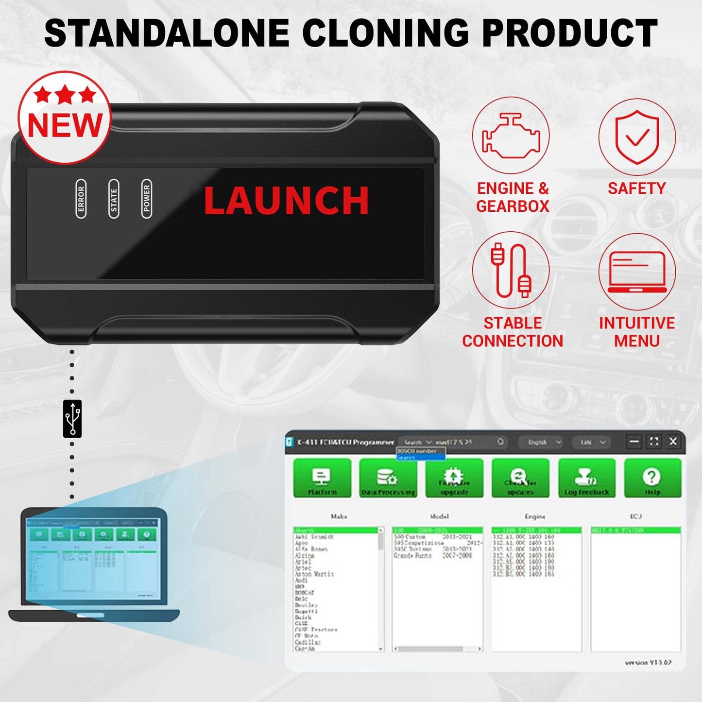 NEW LAUNCH X431 E-CUTCU Progarmmer 2D Menu E-CU Data Reading/Writing ECM TCM
