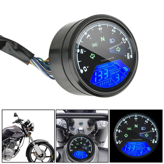 Motorcycle LCD Digital Speedometer Odometer Waterproof 12000RPM Gear Tachometer