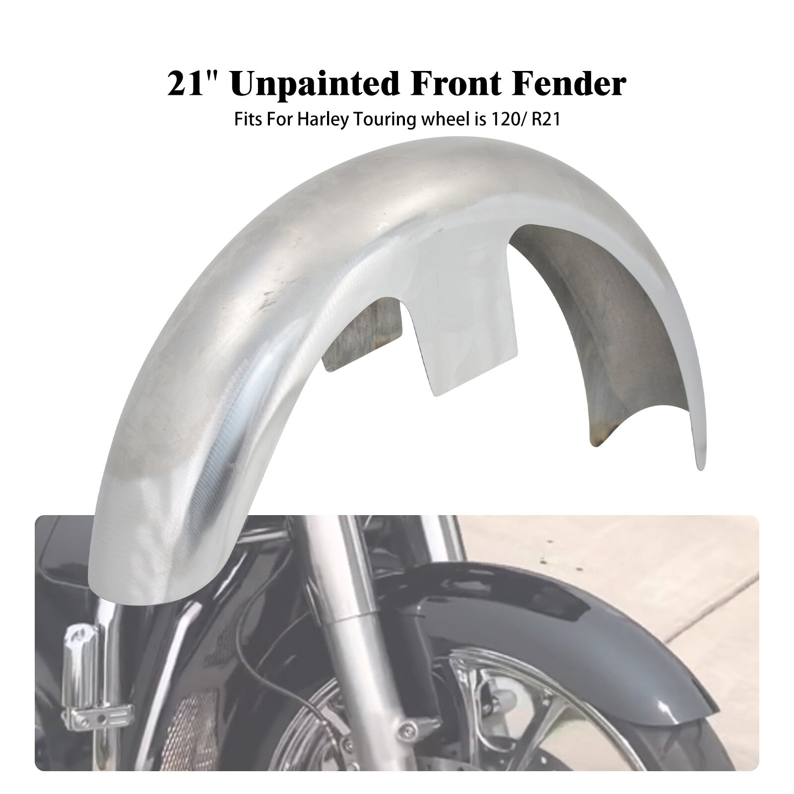 120 R21 Wrap Front Unpainted Fender Fit for Harley Touring Glide FLH 1986-later