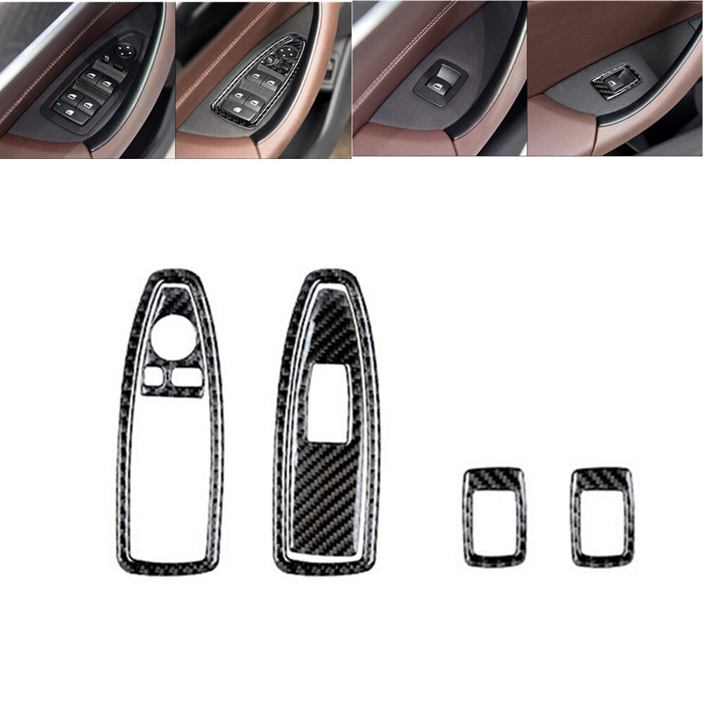 6Pcs Carbon Fiber Interior Window Control Cover Trim for BMW X1 F48 2016-2018