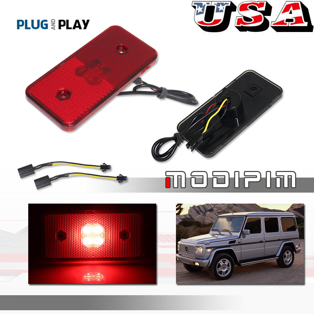 Two red lens LED rear marker lights for Mercedes G-Class W463 G500 G550 02-14