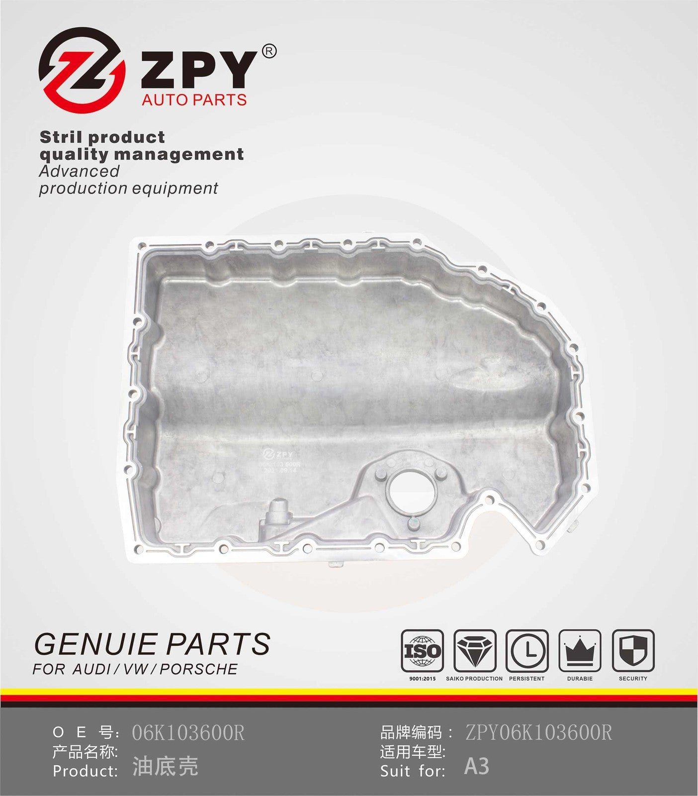 ZPY for VW for Golf for Tiguan for AUDI A3 TT for SEAT Leon 1.8/2.0T Aluminium Lower Engine Oil Pan