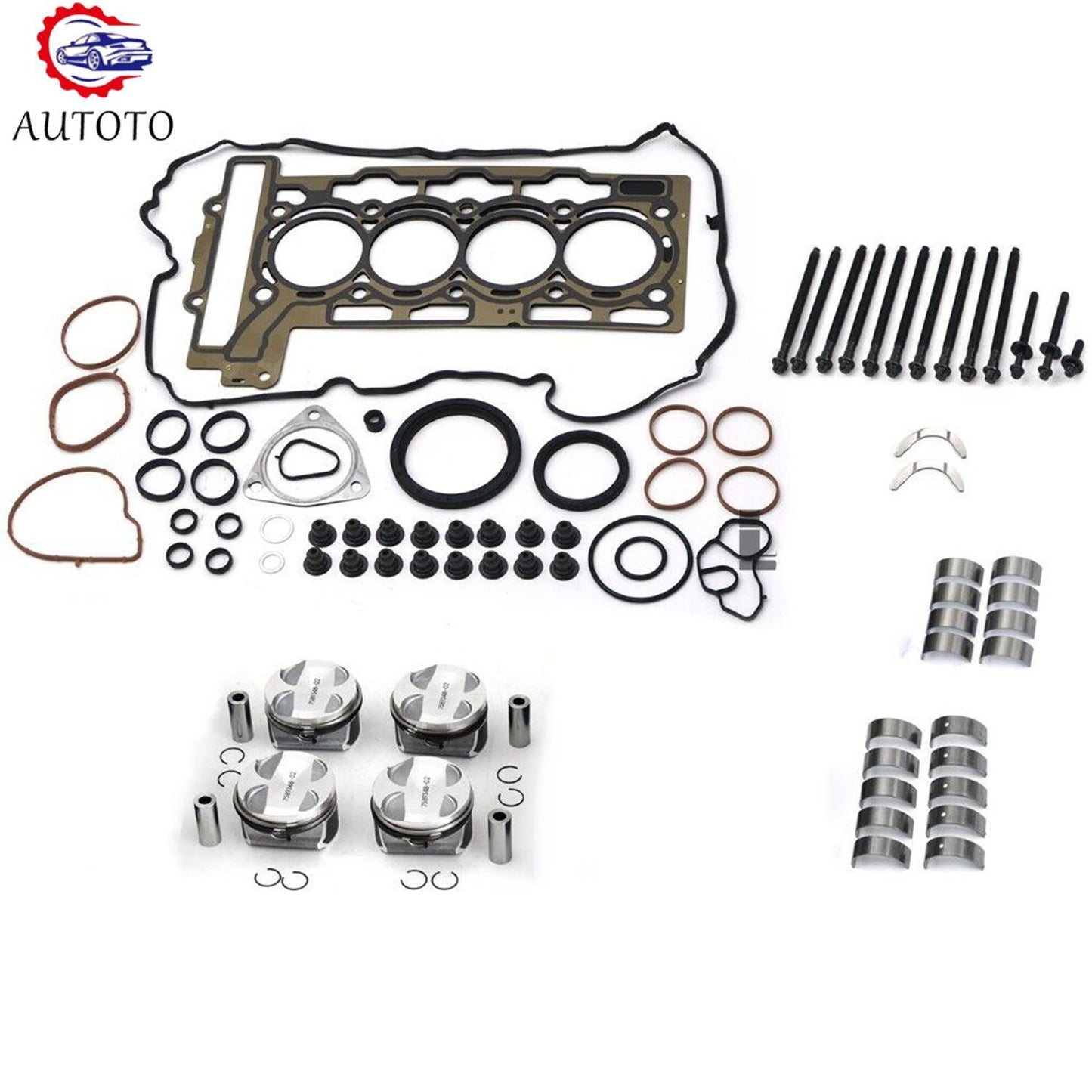 Engine Pistons Gaskets Rebuild Overhaul Kit 11:1 for Mini Cooper R56 N16 N12 1.6