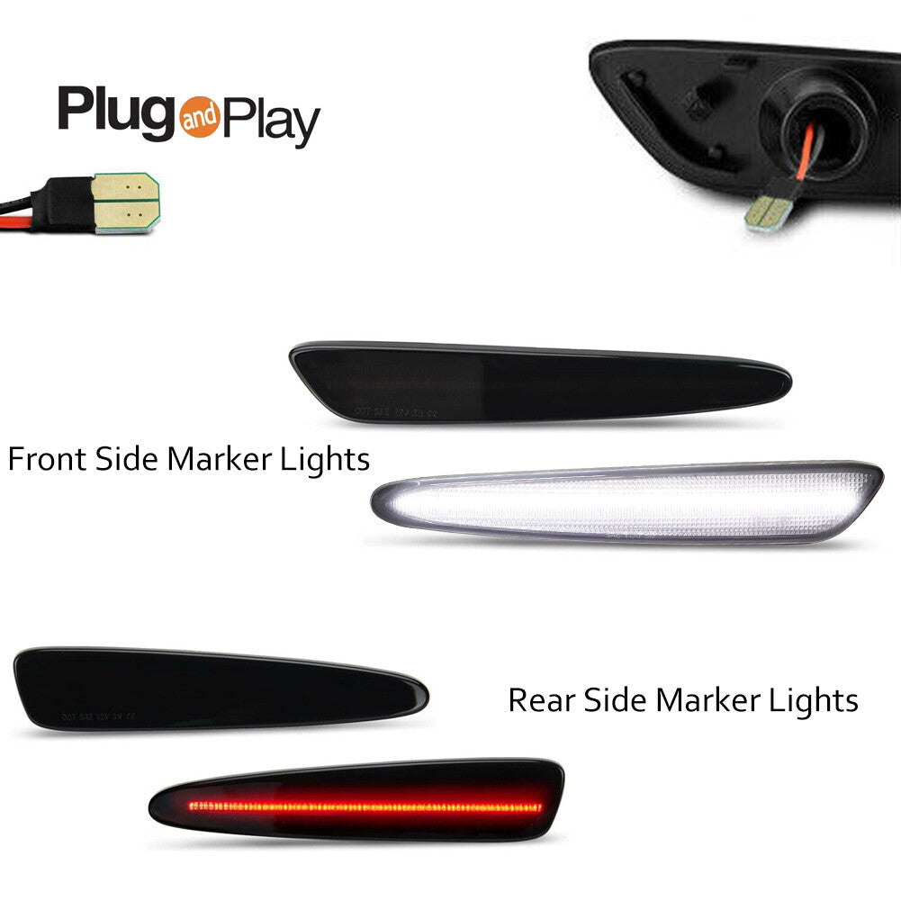 LED side marker lights for 2005-13 for Chevrolet for Corvette C6, smoked front and rear, white and red.