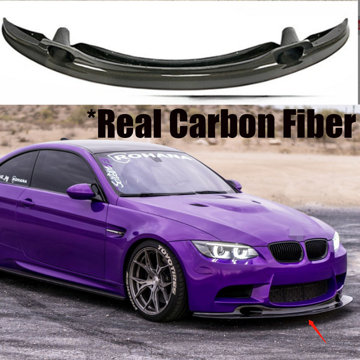 Carbon Fiber For 08-13 for BMW E92 E93 E90 M3 GT4 Style Front Bumper Lip Splitter