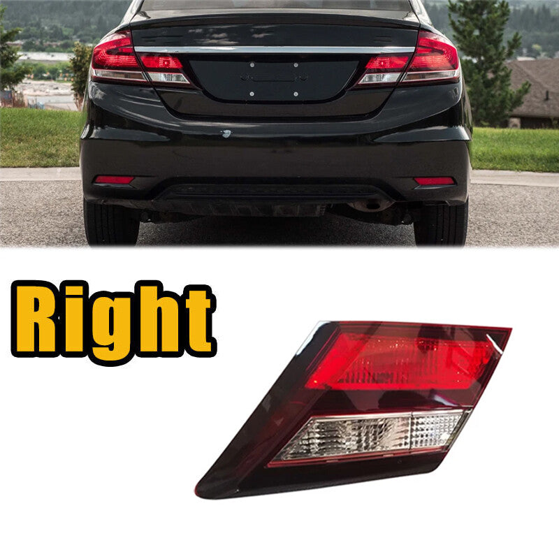 Halogen Tail Light For 2013-2015 for Honda for Civic Sedan Right Inner Clear/Red w Bulbs