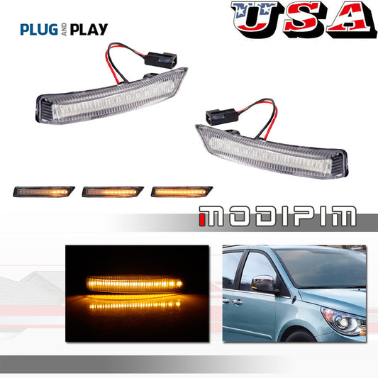 Suitable for 08-16 for Chrysler Town Country Dynamic Amber LED Side Mirror Marker Lights (2x)
