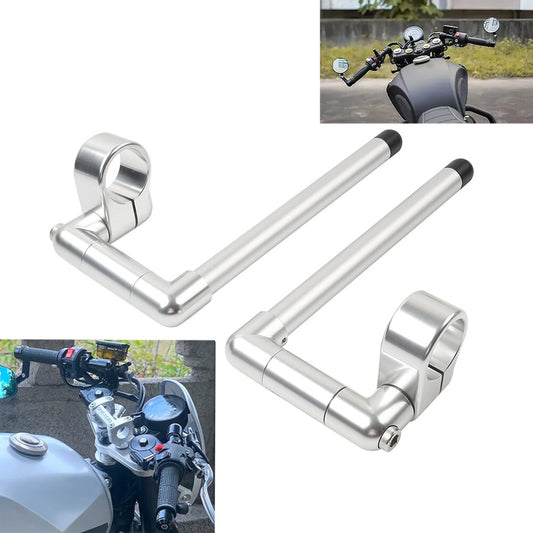 41MM Cafe Racer Bars 7/8 Universal Clip-On Handlebar Fork Tube Silver