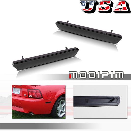 2 Rear Fender Side Marking Reflectors for 99-04 for Ford for Mustang GT Cobra Black Lens