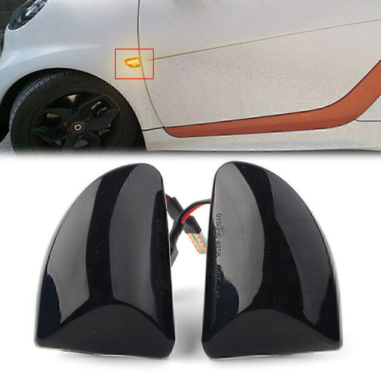 LED Sequential Dynamic Side Marker Turn Signal Light Black for Smart Fortwo W451