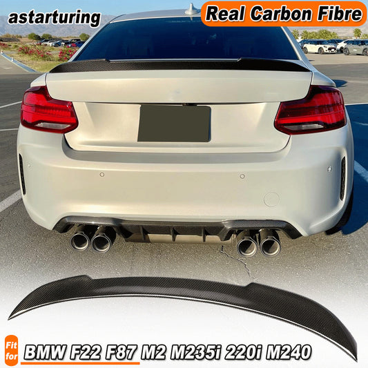 for BMW 2 Series F22 F87 M2 14-19 REAL CARBON FIBRE Rear Trunk Lip Spoiler Wing