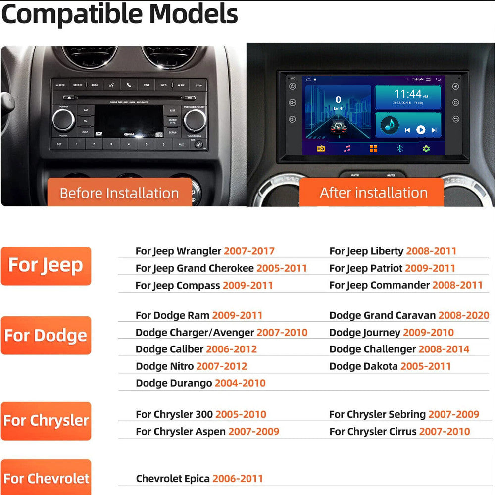 for Jeep Patriot 2009-2011 Stereo Android Auto Carplay Car Radio GPS Navi Screen