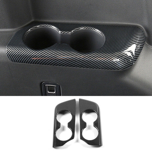 2P Carbon Fiber Rear Lr Water Cup Panel Cover Trim for Toyota Highlander 20-24