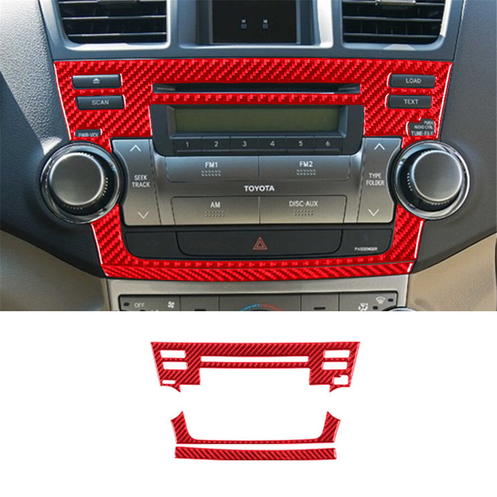 for Toyota Highlander 2008-2013 Radio Frame Trim Cover Carbon Fiber Type A Red
