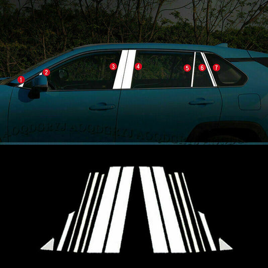 14P Chrome Door Window Pillar Posts Molding Cover Trim for TOYOTA RAV4 2019-2023