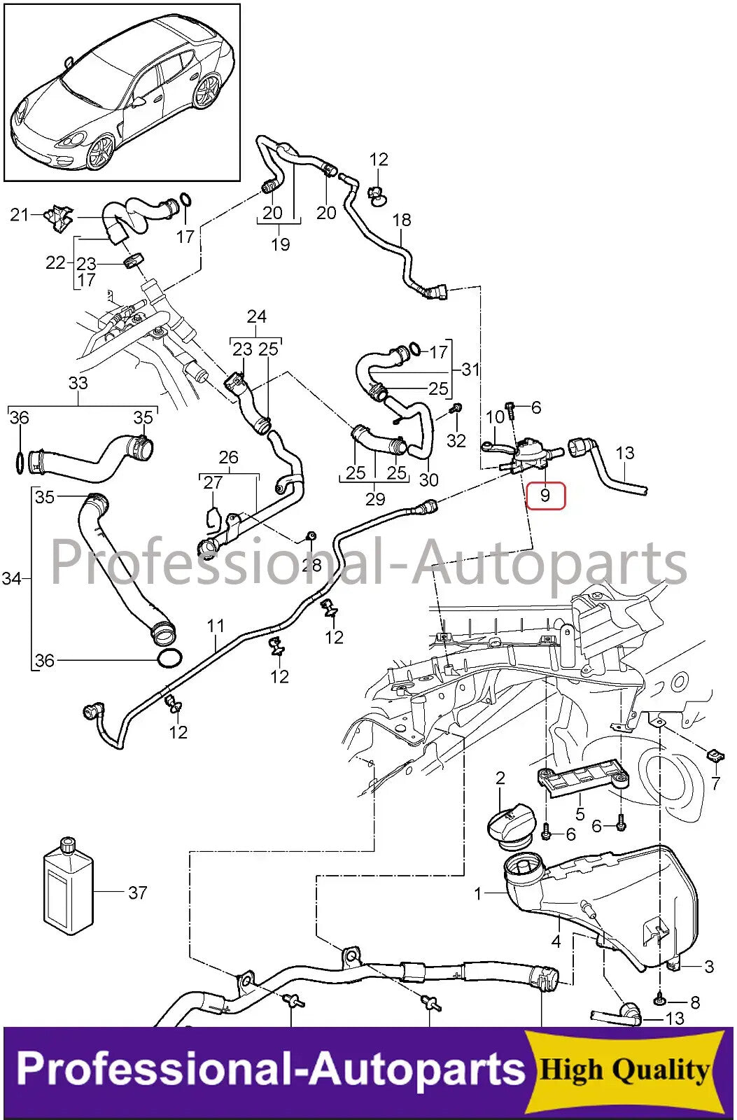 Engine coolant air bleeding valve 7P5121671A suitable for Porsche 911 for Cayenne Macan.