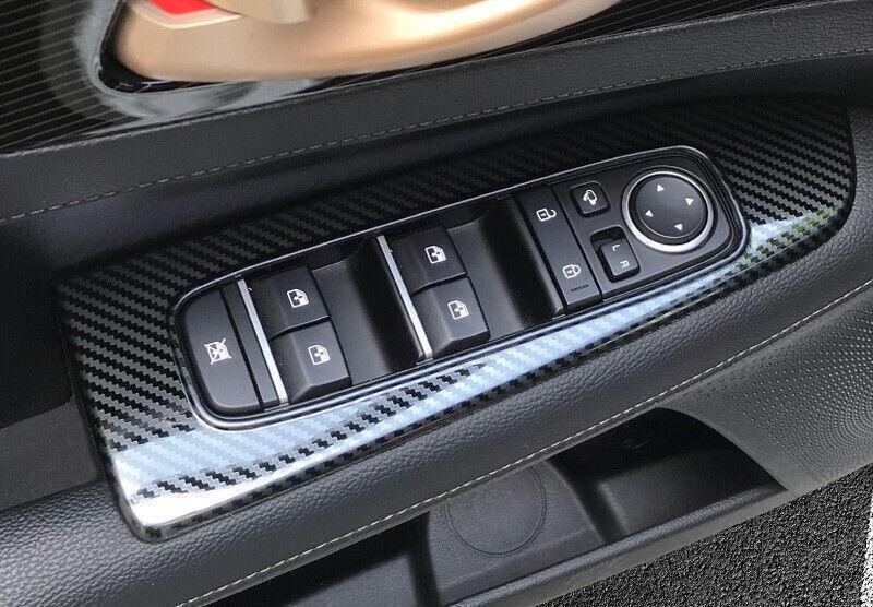 Carbon Fiber Steel Window Lift Panel Switch Cover Trim for Kia Forte K3 2019~22