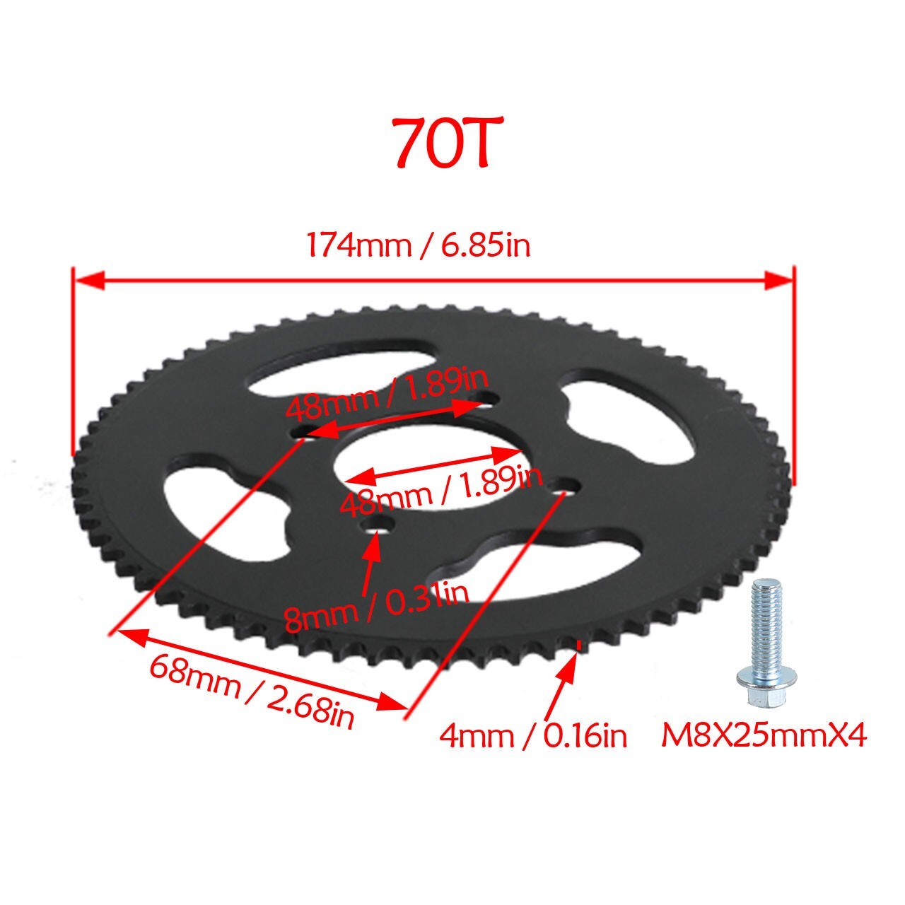 Go-kart 4WD off-road vehicle, all-terrain vehicle, 70T, sprocket and gear set 219H 112, chain kit