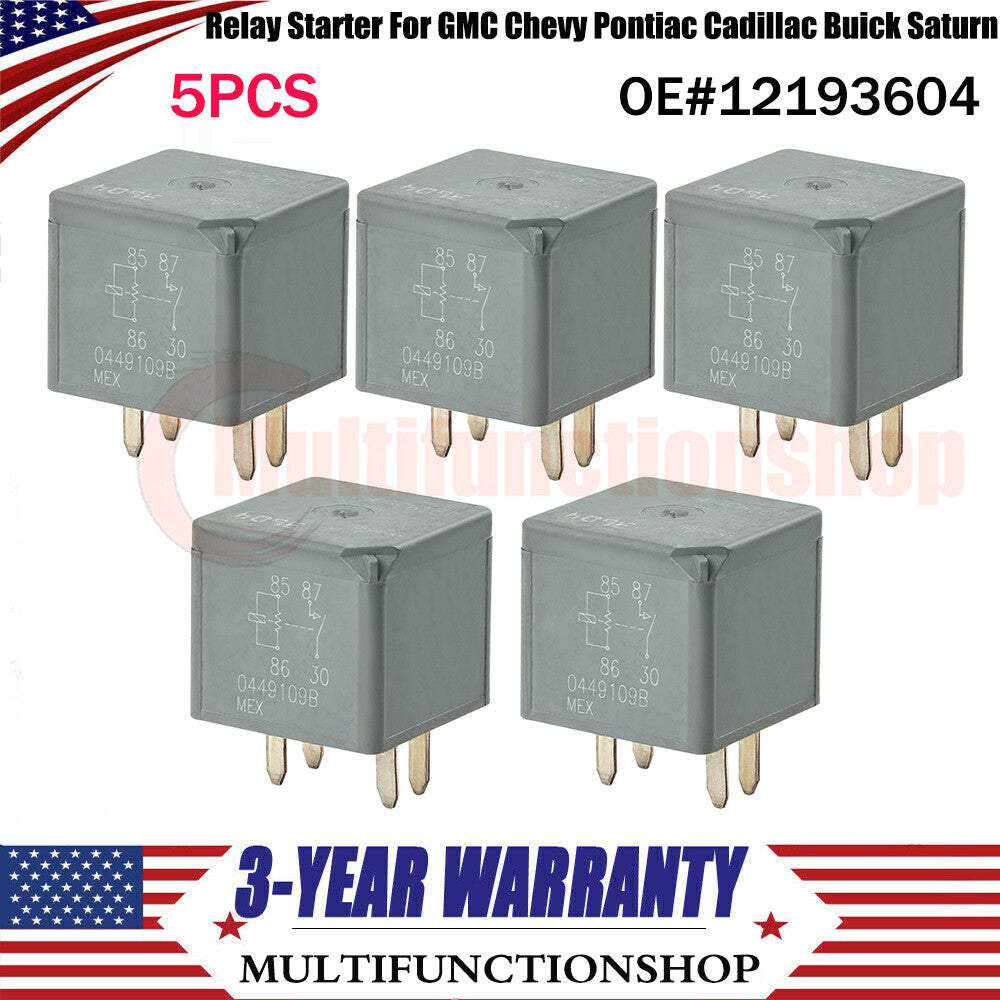 5-pack of 4-pin relay starters suitable for GMI, for Chevrolet , for Pontiac , for Cadillac , for Buick , for Saturn 12193604
