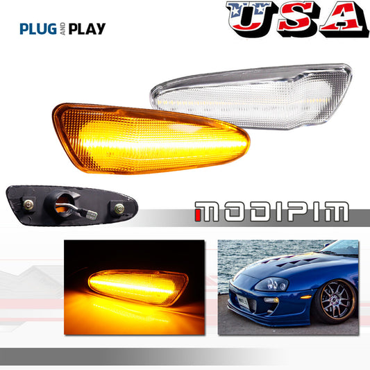 Suitable for 2000-05 for Toyota Celica Clear Lens Amber LED Front Marker Light 2-Piece Set