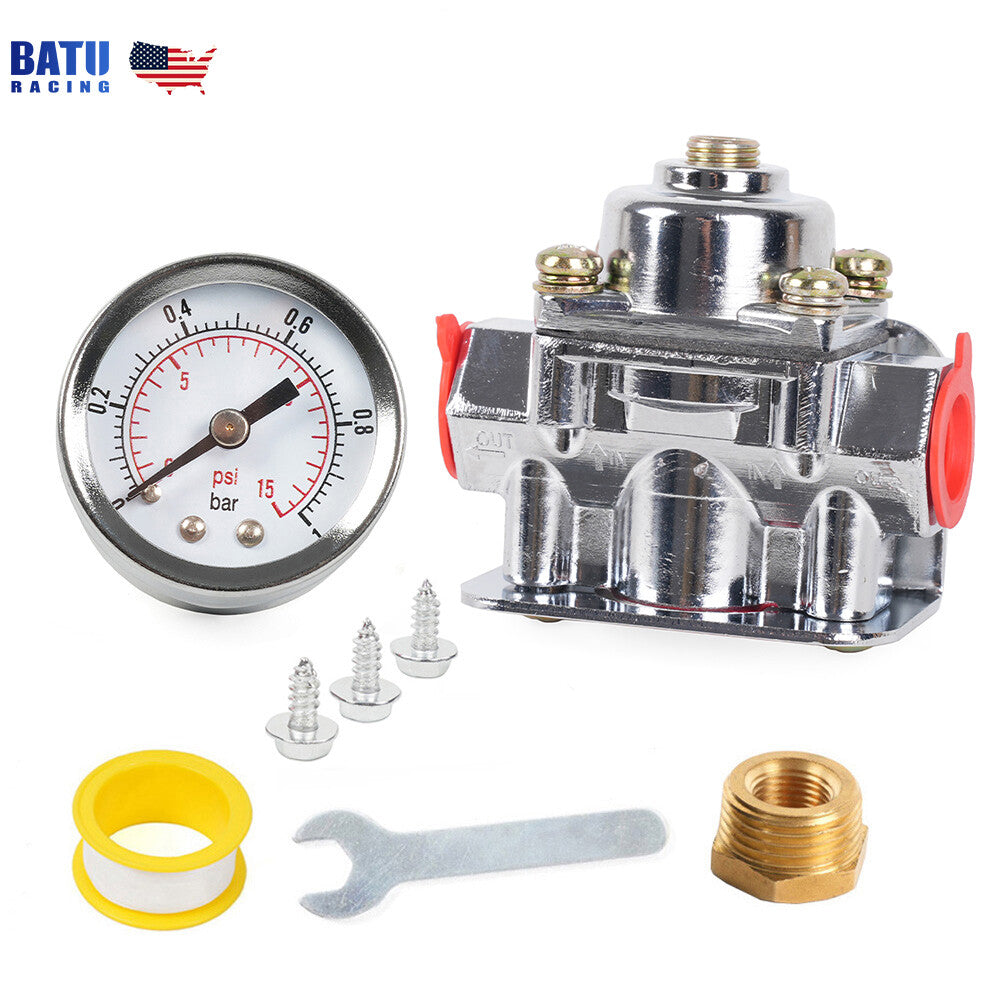 Carburetor Fuel Pressure Regulator Gauge For Holley 12-803 2 Port 4 1/2 to 9 PSI