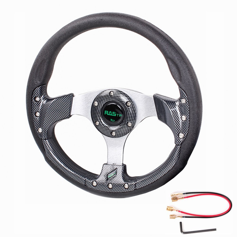 13Inch 6-holes Aluminum Universal Steering Wheel+Horn Button for Racing/ for Golf Car