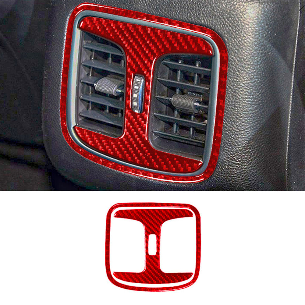 Red Carbon Fiber Rear Air Vent Outlet Cover Trim for Chrysler 200 2015-17 Type A