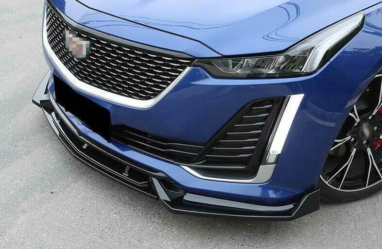 for Cadillac CT5 CT5-V 2020-2023 Glossy Black Front Bumper Lip Spoiler Bodykit